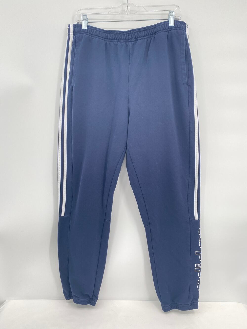 adidas Men's Navy Blue Jogger Pants White Three Stripes XL